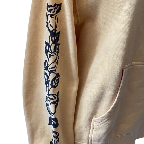 OBEY Yellow Hoodie with Black Rose Graphic Detailing on Sleeves Size Small - Picture 3 of 7